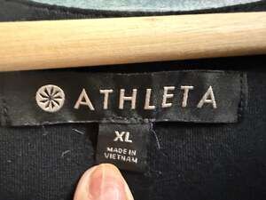Athleta Sleeveless Black Midi Dress with Asymmetrical Split Hem, Size XL
